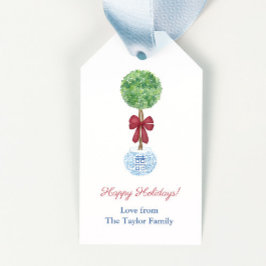 Preppy Boxwood Red Grönt Blue Glad helg Presentetikett