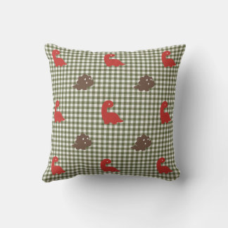 Preppy Boys Dinosaur Gingham Brown Red Army Green Kudde