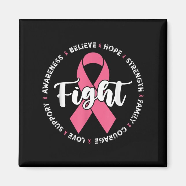 Preppy Breast Cancer Fight Support Hope Strength P Magnet (Framsidan)