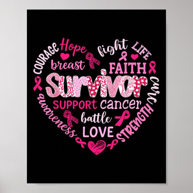 Preppy Breast Cancer Fight Support Hope Strength P Poster (Framsidan)