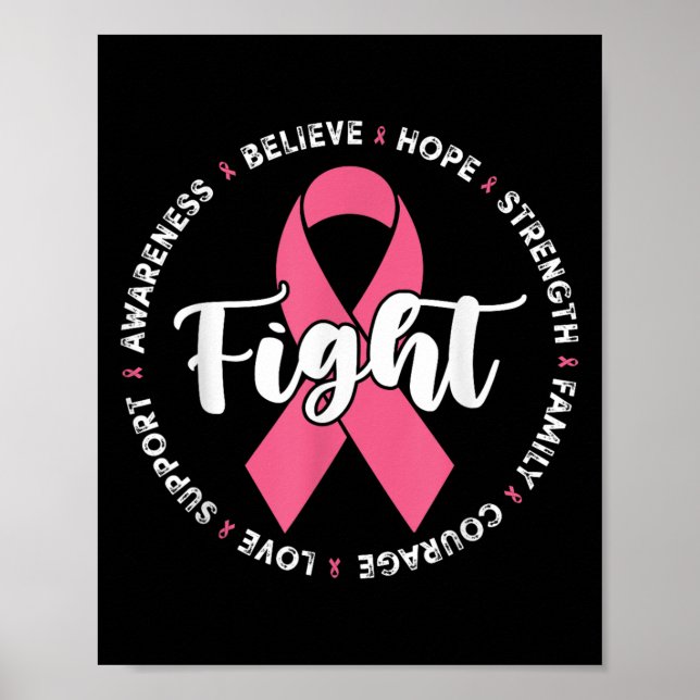 Preppy Breast Cancer Fight Support Hope Strength P Poster (Framsidan)