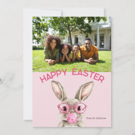 Preppy Bubblegum Bunny Anpassningsbar Family Photo Julkort