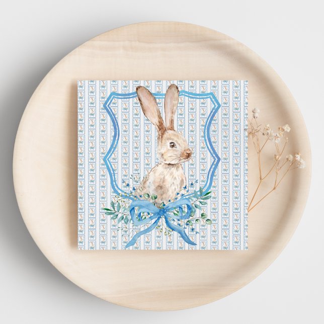 Preppy Bunny Blue Napkin Pappersservett (Skapare uppladdad)