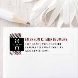 Preppy Burgundy Diagonal Pin Rand Studenten Returadress Etikett