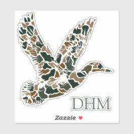Preppy Camouflage Mallard Duck Monogram Klistermärken