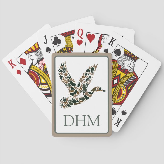 Preppy Camouflage Mallard Ducks Monogram Casinokort (Baksidan)