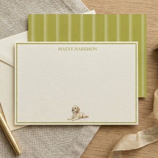 Preppy Chartreuse-randig Golden Doodle Brevpapper