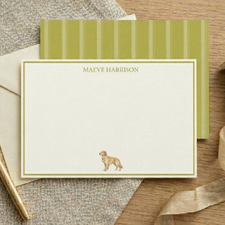 Preppy Chartreuse Randig Golden Retriever Brevpapper