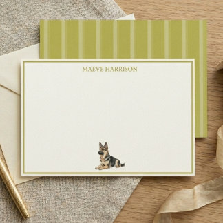 Preppy Chartreuse Randig Schäferhund Brevpapper