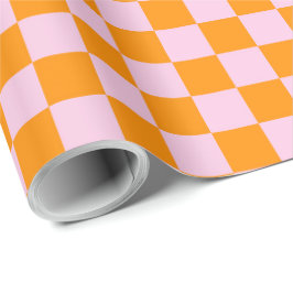 Preppy Check Rosa Orange Modern Presentpapper