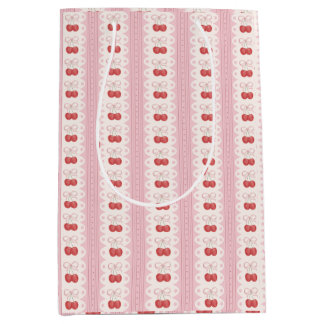 Preppy Cherry Stripes - Pink and Off White