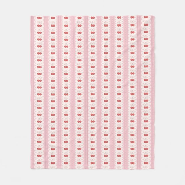 Preppy Cherry Stripes - Pink and Off White Fleecefilt (Framsidan)