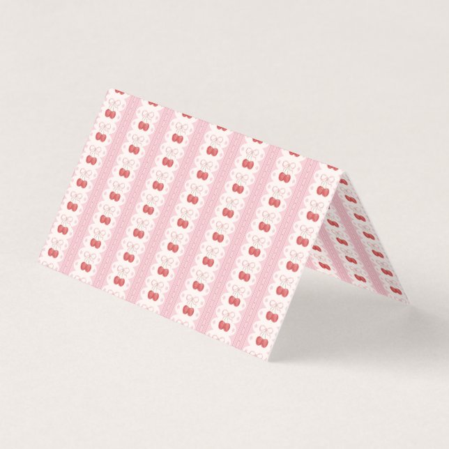 Preppy Cherry Stripes - Pink and Off White Kort (Framsida)