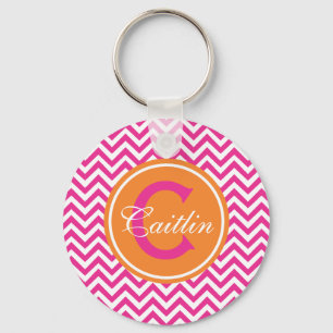Preppy Chevron i Shock rosa Nyckelring