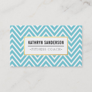 PREPPY CHEVRON mönster guld logotyp emblem aqua bl Visitkort