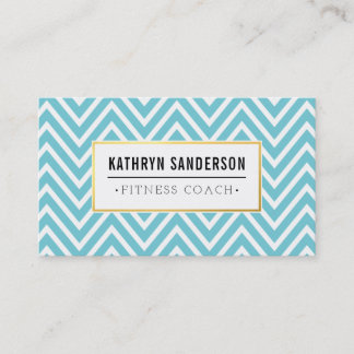 PREPPY CHEVRON mönster guld logotyp emblem aqua bl Visitkort