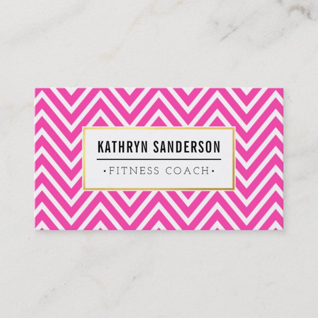 PREPPY CHEVRON mönster guld logotyp emblem shock r Visitkort (Framsida)