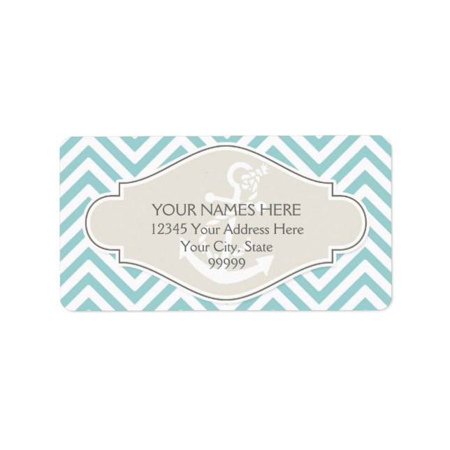 Preppy Chevron Rand Modern Monogrammed Namn Adressetikett (Framsidan)