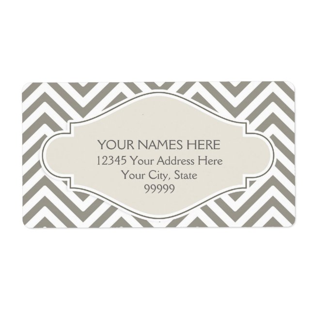 Preppy Chevron Rand Modern Monogrammed Namn Fraktsedel (Framsidan)