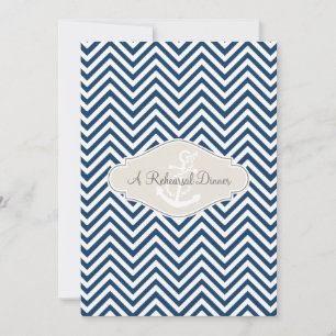 Preppy Chevron Rand Modern Nautical Anchor Inbjudningar
