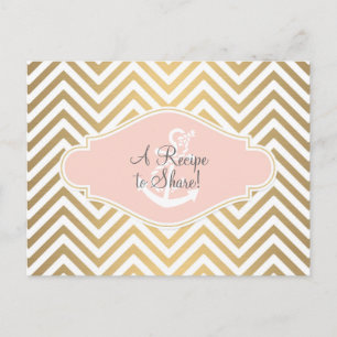Preppy Chevron Rand Modern Nautical Anchor Vykort
