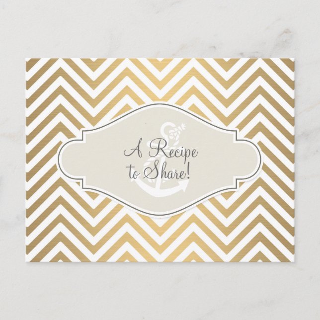Preppy Chevron Rand Modern Nautical Anchor Vykort (Framsida)
