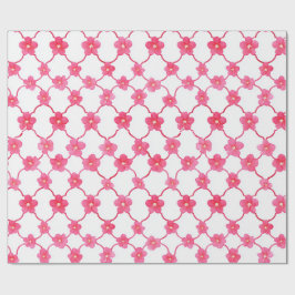 Preppy Chic Ditsy Rosa-blommor Presentpapper
