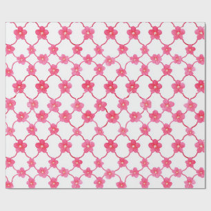 Preppy Chic Ditsy Rosa-blommor Presentpapper