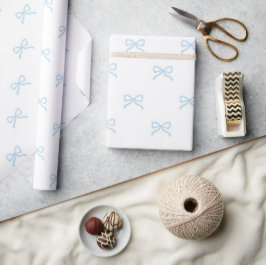 Preppy Chic  Pastellblått Bowmönster Vår Sommar Presentpapper