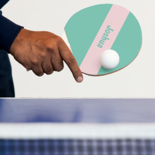 Preppy Chic Rosa and Grönt Personlig Namn Pingisracket