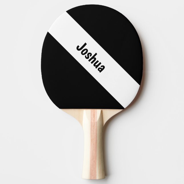 Preppy Chic White and Black Personlig Namn Pingisracket (Framsidan)