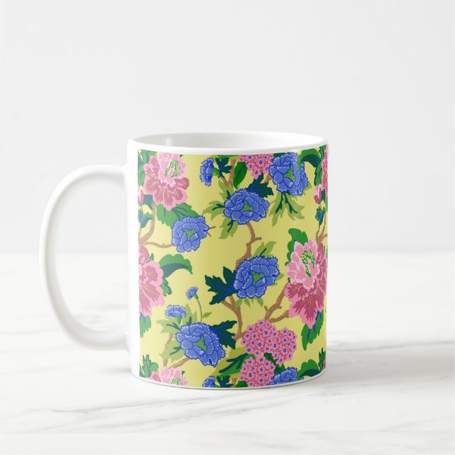 Preppy Chinoiserie Blommigt Kaffemugg (Vänster)