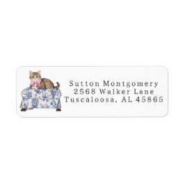 Preppy Chinoiserie Cat Ottoman Address Returadress Etikett