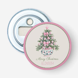 Preppy Chinoiserie Christmas Tree Personalized Flasköppnare