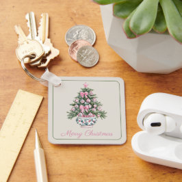 Preppy Chinoiserie Christmas Tree Personalized Nyckelring