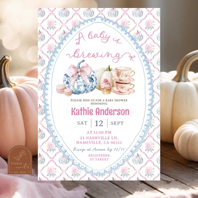 Preppy Chinoiserie Fall Tea Baby Shower Inbjudningar (Skapare uppladdad)