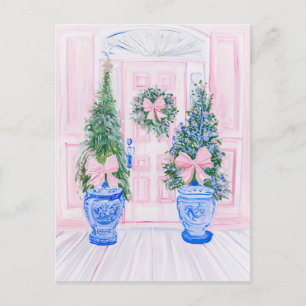 Preppy Chinoiserie Ginger Burk Julgran Vykort