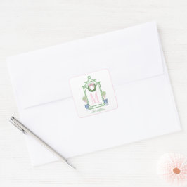Preppy Chinoiserie jul Pagoda Monogram Fyrkantigt Klistermärke