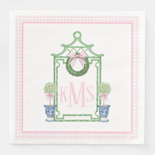 Preppy Chinoiserie jul Pagoda Monogram Pappersservett