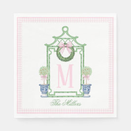 Preppy Chinoiserie jul Pagoda Monogram Pappersservett