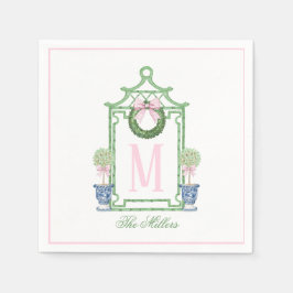 Preppy Chinoiserie jul Pagoda Monogram Pappersservett