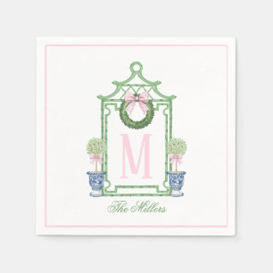 Preppy Chinoiserie jul Pagoda Monogram Pappersservett