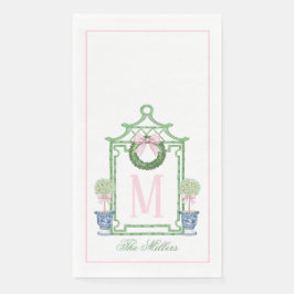 Preppy Chinoiserie jul Pagoda Monogram Pappersservett