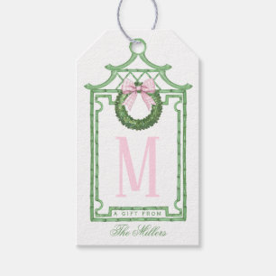 Preppy Chinoiserie jul Pagoda Monogram Presentetikett