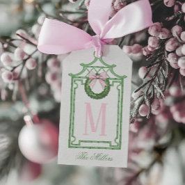Preppy Chinoiserie jul Pagoda Monogram Presentetikett