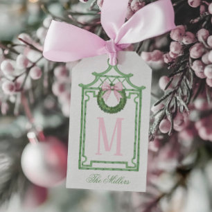 Preppy Chinoiserie jul Pagoda Monogram Presentetikett