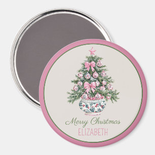 Preppy Chinoiserie Julgran Personlig Magnet