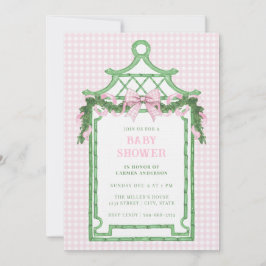 Preppy Chinoiserie Pagoda jul Baby Shower Inbjudningar