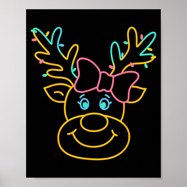 Preppy Christmas Coquette Bow Reindeer Family Matc Poster (Framsidan)