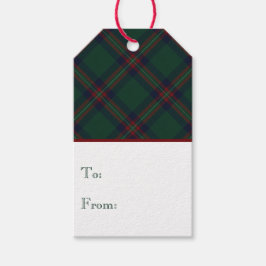 Preppy Christmas Dark Green Plaid Wrapping Paper Presentetikett